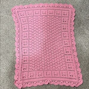 Hand knitted Pink Crochet Blanket